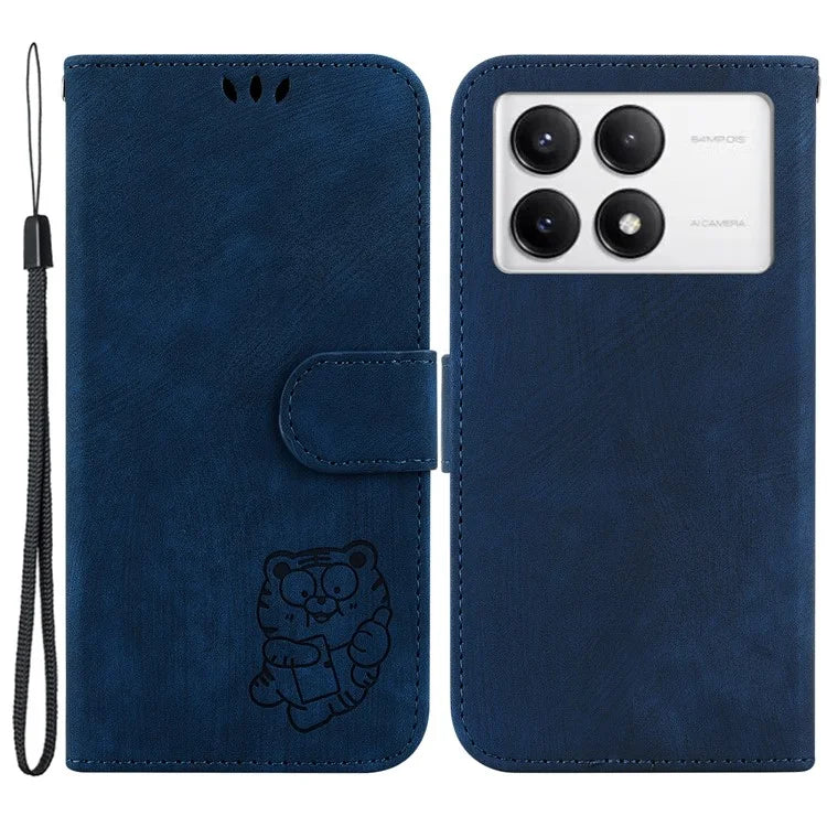 For Xiaomi Poco F6 Pro 5G  /  Redmi K70 5G  /  K70 Pro 5G Wallet Phone Case Cute Tiger Imprint Leather Cover