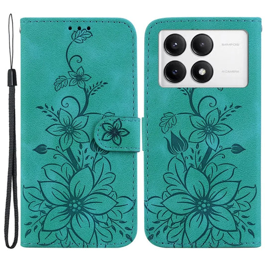 For Xiaomi Poco F6 Pro 5G  /  Redmi K70 5G  /  K70 Pro 5G Case Lily Flower PU Leather Stand Phone Cover
