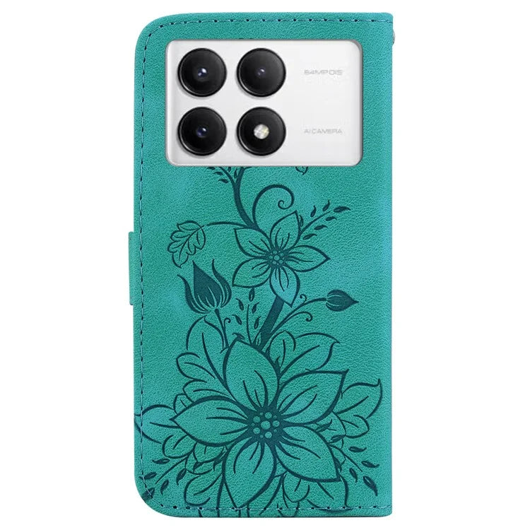 For Xiaomi Poco F6 Pro 5G  /  Redmi K70 5G  /  K70 Pro 5G Case Lily Flower PU Leather Stand Phone Cover