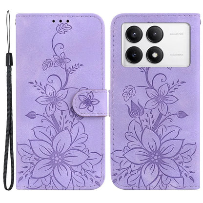 For Xiaomi Poco F6 Pro 5G  /  Redmi K70 5G  /  K70 Pro 5G Case Lily Flower PU Leather Stand Phone Cover