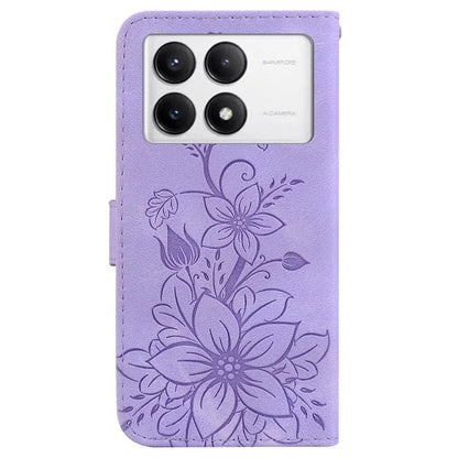 For Xiaomi Poco F6 Pro 5G  /  Redmi K70 5G  /  K70 Pro 5G Case Lily Flower PU Leather Stand Phone Cover