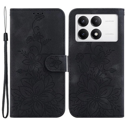 For Xiaomi Poco F6 Pro 5G  /  Redmi K70 5G  /  K70 Pro 5G Case Lily Flower PU Leather Stand Phone Cover