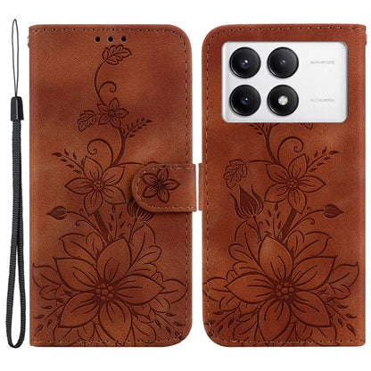 For Xiaomi Poco F6 Pro 5G  /  Redmi K70 5G  /  K70 Pro 5G Case Lily Flower PU Leather Stand Phone Cover