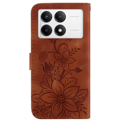 For Xiaomi Poco F6 Pro 5G  /  Redmi K70 5G  /  K70 Pro 5G Case Lily Flower PU Leather Stand Phone Cover
