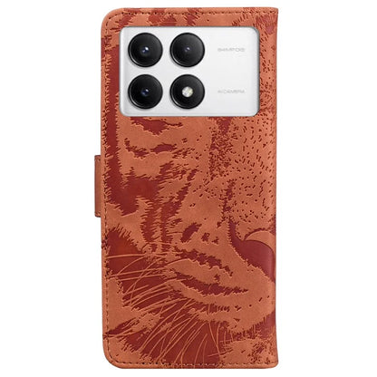 For Xiaomi Poco F6 Pro 5G / Redmi K70 5G / K70 Pro 5G Phone Case Tiger Imprint Stand Leather Cover