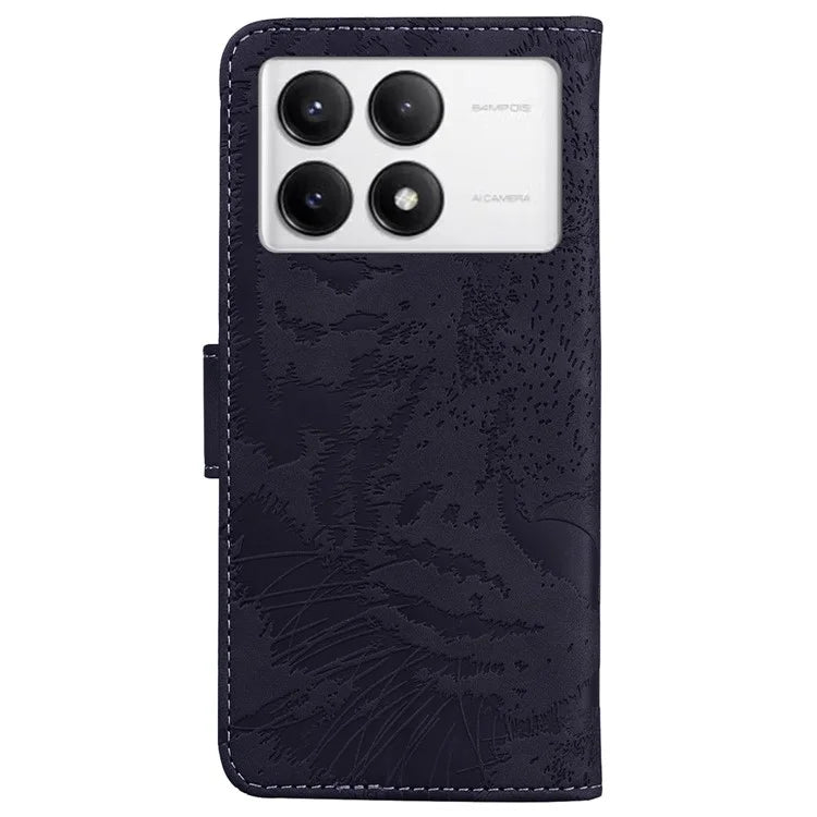 For Xiaomi Poco F6 Pro 5G / Redmi K70 5G / K70 Pro 5G Phone Case Tiger Imprint Stand Leather Cover