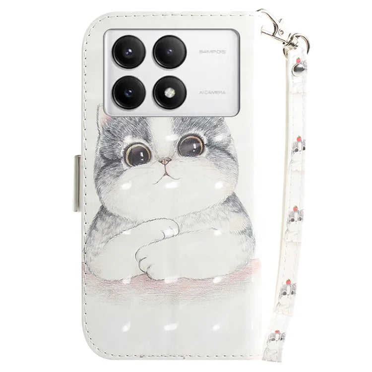 For Xiaomi Poco F6 Pro 5G / K70 5G / K70 Pro 5 Wallet Phone Case 3D Pattern Print Leather Flip Cover