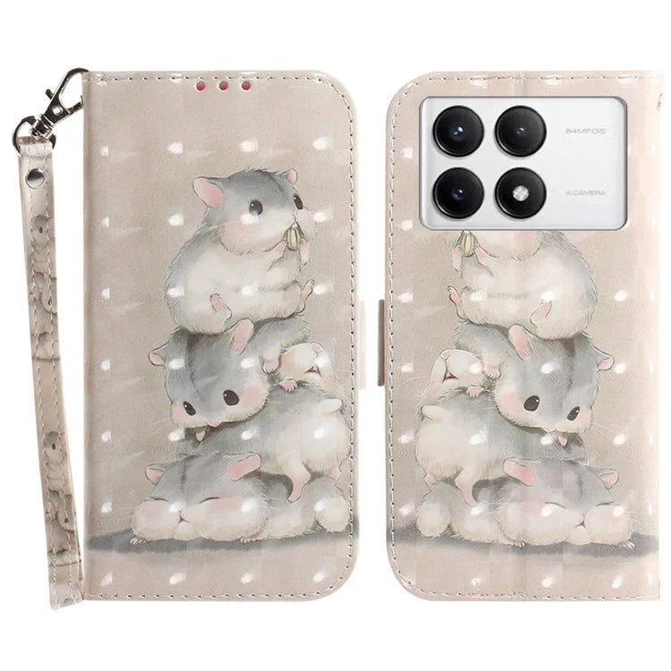 For Xiaomi Poco F6 Pro 5G / K70 5G / K70 Pro 5 Wallet Phone Case 3D Pattern Print Leather Flip Cover