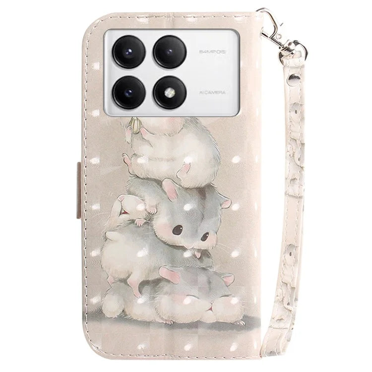 For Xiaomi Poco F6 Pro 5G / K70 5G / K70 Pro 5 Wallet Phone Case 3D Pattern Print Leather Flip Cover