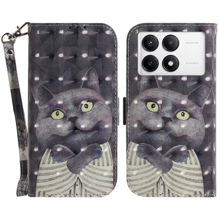 For Xiaomi Poco F6 Pro 5G / K70 5G / K70 Pro 5 Wallet Phone Case 3D Pattern Print Leather Flip Cover