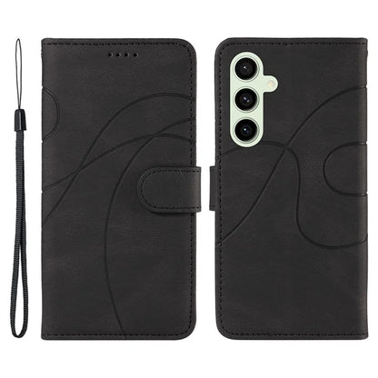 For Samsung Galaxy S24 FE Leather Case Wallet Cover Curved Line Imprinted