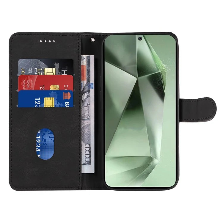 For Samsung Galaxy S24 FE Leather Case Wallet Cover Curved Line Imprinted