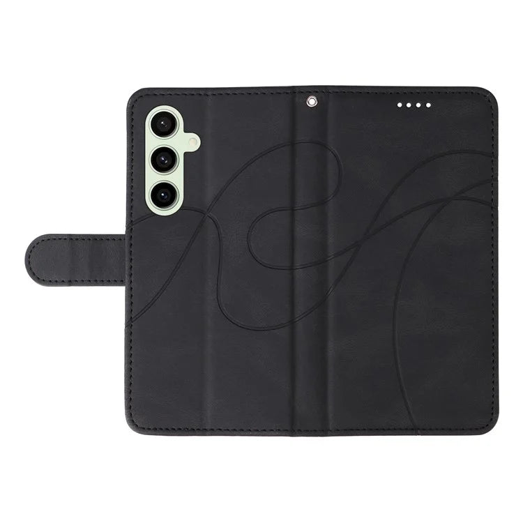 For Samsung Galaxy S24 FE Leather Case Wallet Cover Curved Line Imprinted