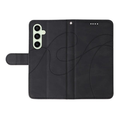 For Samsung Galaxy S24 FE Leather Case Wallet Cover Curved Line Imprinted