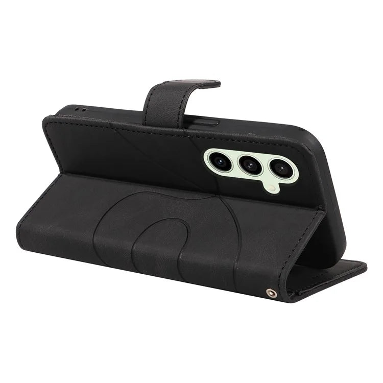 For Samsung Galaxy S24 FE Leather Case Wallet Cover Curved Line Imprinted