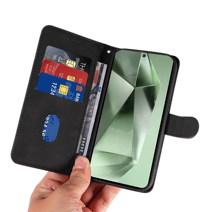 For Samsung Galaxy S24 FE Leather Case Wallet Cover Curved Line Imprinted
