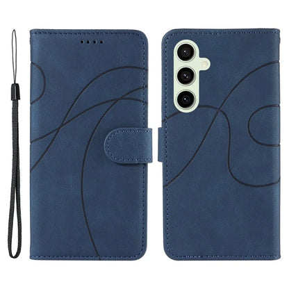 For Samsung Galaxy S24 FE Leather Case Wallet Cover Curved Line Imprinted