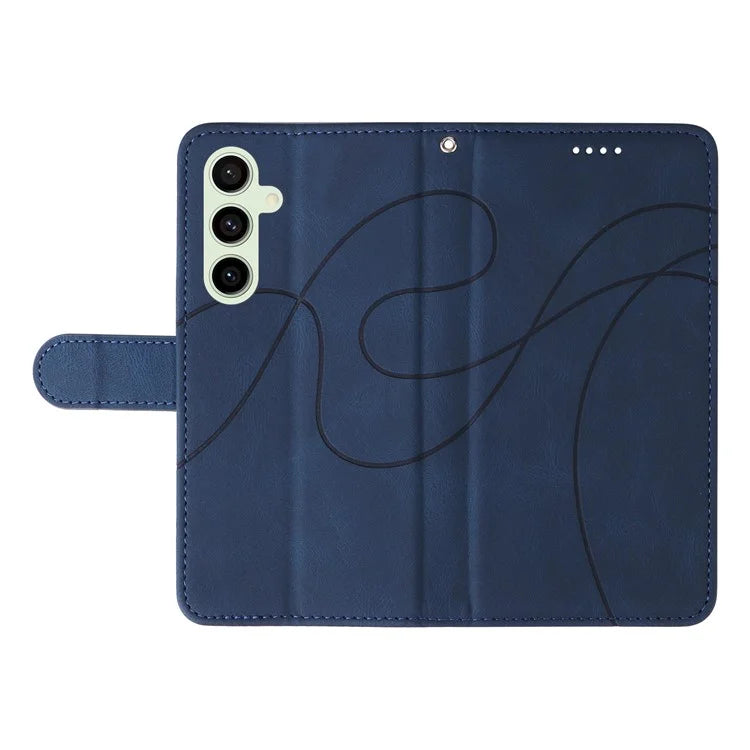 For Samsung Galaxy S24 FE Leather Case Wallet Cover Curved Line Imprinted