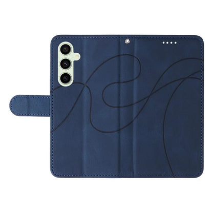 For Samsung Galaxy S24 FE Leather Case Wallet Cover Curved Line Imprinted