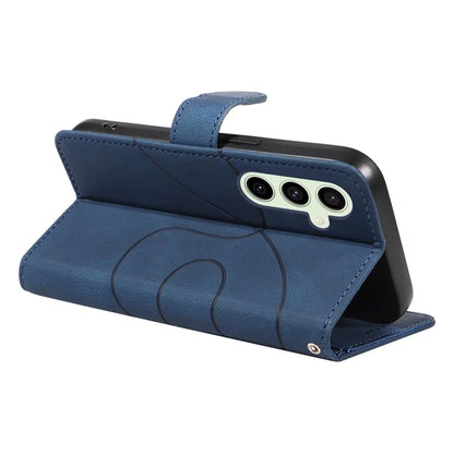 For Samsung Galaxy S24 FE Leather Case Wallet Cover Curved Line Imprinted