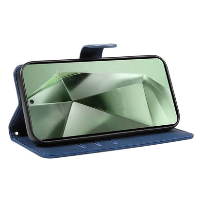 For Samsung Galaxy S24 FE Leather Case Wallet Cover Curved Line Imprinted