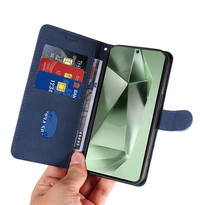 For Samsung Galaxy S24 FE Leather Case Wallet Cover Curved Line Imprinted
