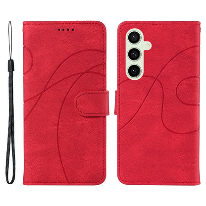 For Samsung Galaxy S24 FE Leather Case Wallet Cover Curved Line Imprinted