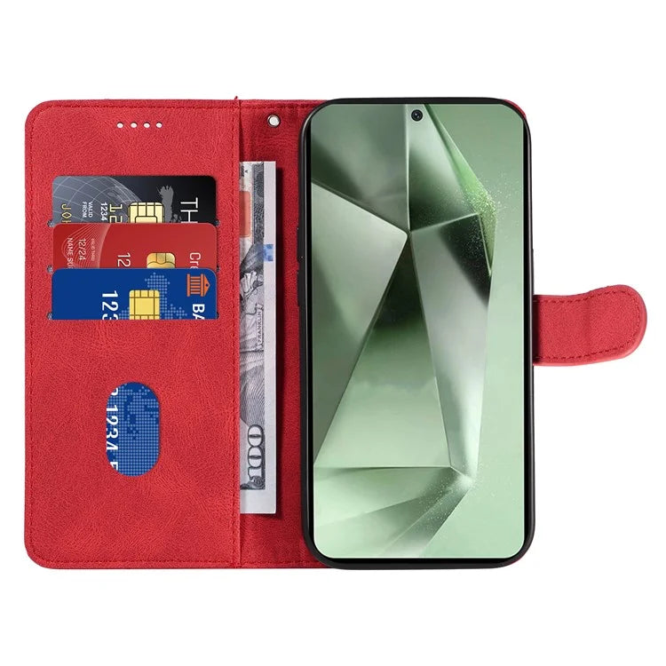 For Samsung Galaxy S24 FE Leather Case Wallet Cover Curved Line Imprinted