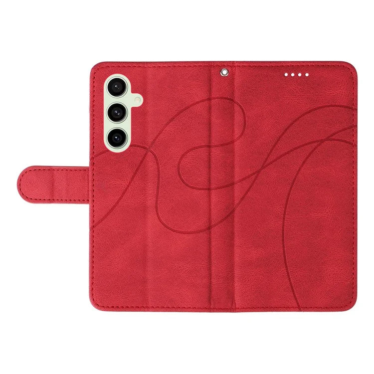 For Samsung Galaxy S24 FE Leather Case Wallet Cover Curved Line Imprinted
