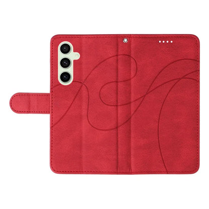 For Samsung Galaxy S24 FE Leather Case Wallet Cover Curved Line Imprinted