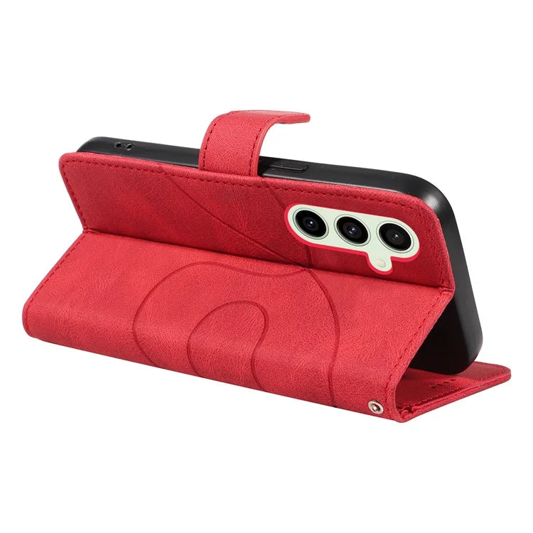 For Samsung Galaxy S24 FE Leather Case Wallet Cover Curved Line Imprinted