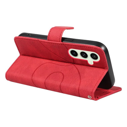 For Samsung Galaxy S24 FE Leather Case Wallet Cover Curved Line Imprinted