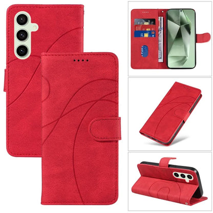 For Samsung Galaxy S24 FE Leather Case Wallet Cover Curved Line Imprinted