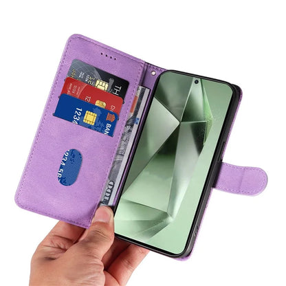 For Samsung Galaxy S24 FE Leather Case Wallet Cover Curved Line Imprinted
