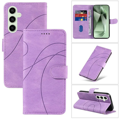 For Samsung Galaxy S24 FE Leather Case Wallet Cover Curved Line Imprinted