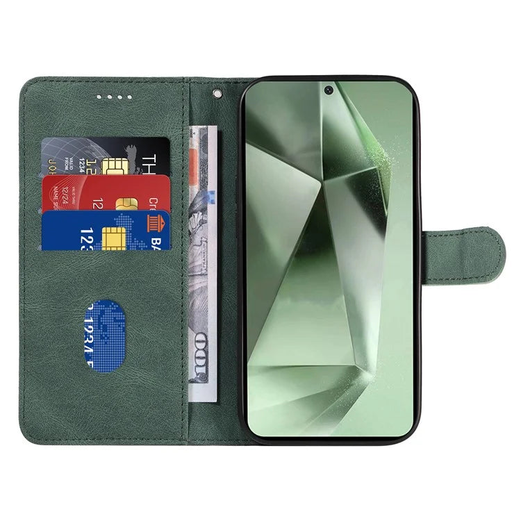 For Samsung Galaxy S24 FE Leather Case Wallet Cover Curved Line Imprinted