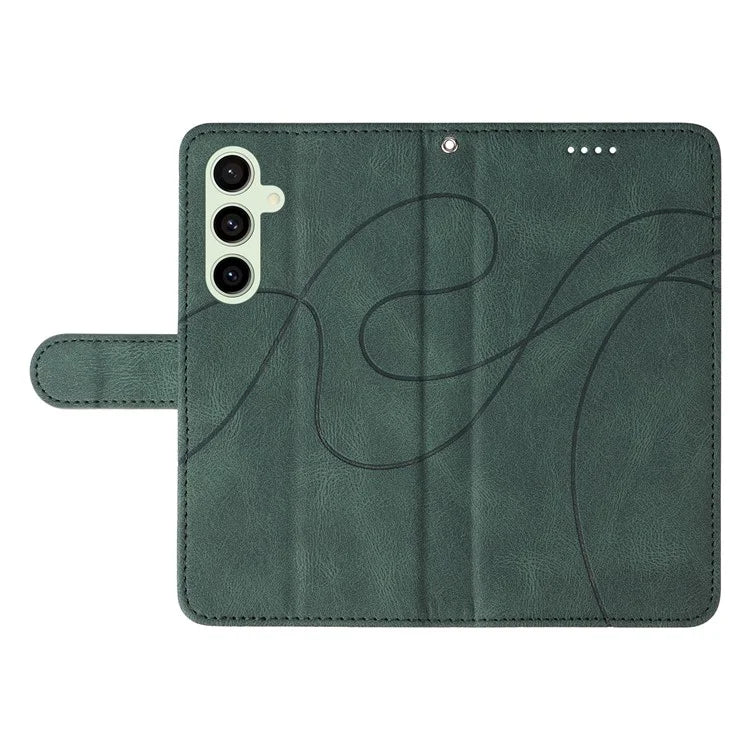 For Samsung Galaxy S24 FE Leather Case Wallet Cover Curved Line Imprinted
