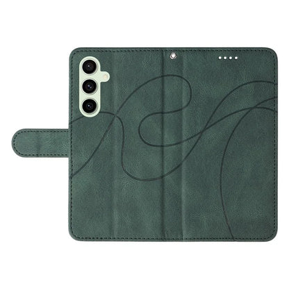 For Samsung Galaxy S24 FE Leather Case Wallet Cover Curved Line Imprinted