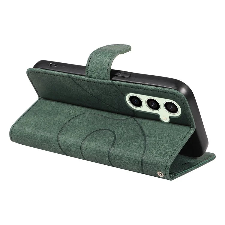 For Samsung Galaxy S24 FE Leather Case Wallet Cover Curved Line Imprinted