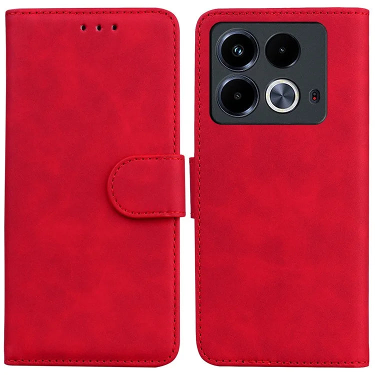 For Infinix Note 40 Phone Case Solid Color Leather Cover with Wallet