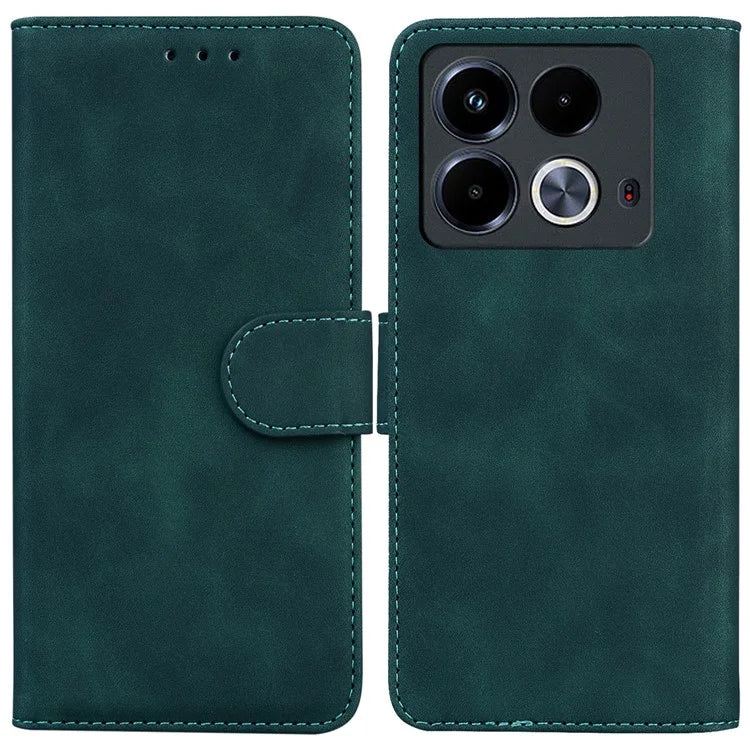 For Infinix Note 40 Phone Case Solid Color Leather Cover with Wallet