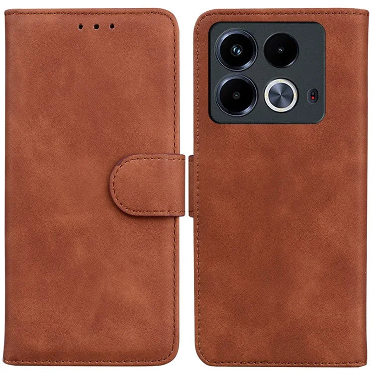 For Infinix Note 40 Phone Case Solid Color Leather Cover with Wallet
