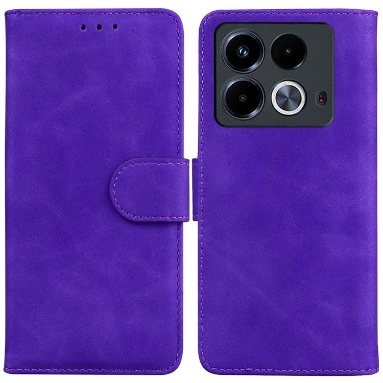 For Infinix Note 40 Phone Case Solid Color Leather Cover with Wallet