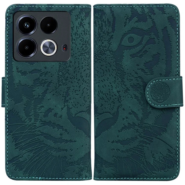 For Infinix Note 40 Case Tiger Imprint Stand Leather Phone Cover