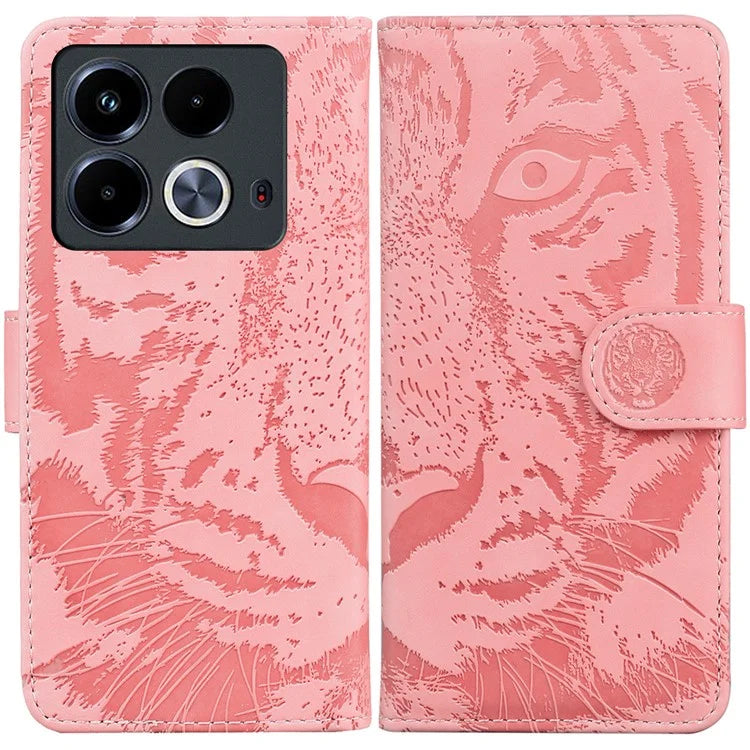 For Infinix Note 40 Case Tiger Imprint Stand Leather Phone Cover