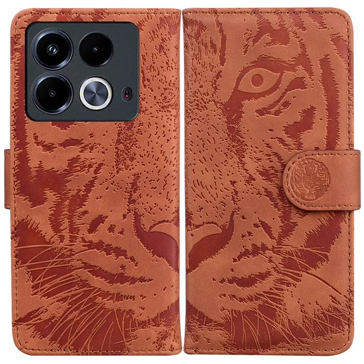For Infinix Note 40 Case Tiger Imprint Stand Leather Phone Cover