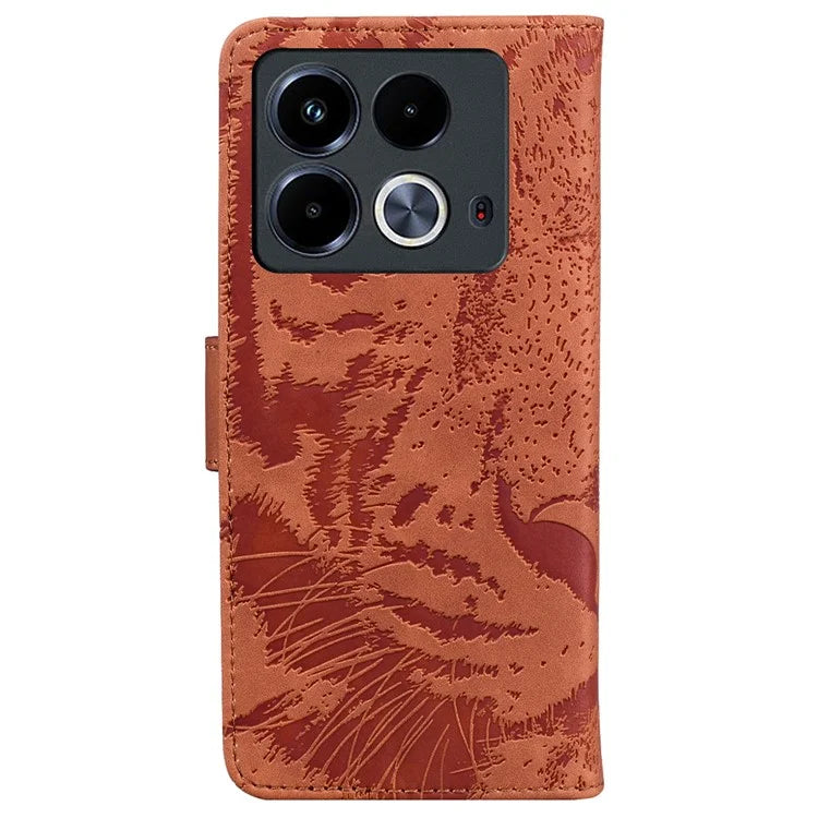 For Infinix Note 40 Case Tiger Imprint Stand Leather Phone Cover