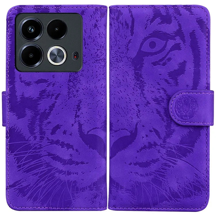 For Infinix Note 40 Case Tiger Imprint Stand Leather Phone Cover