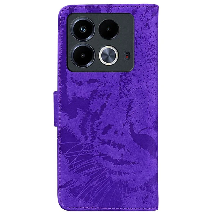 For Infinix Note 40 Case Tiger Imprint Stand Leather Phone Cover