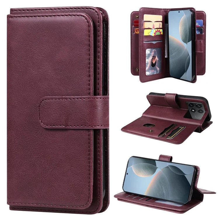 KT Multi-Functional Series-1 For Xiaomi Redmi K70 5G / K70 Pro 5G / Poco F6 Pro 5G Leather Case 10 Card Slots